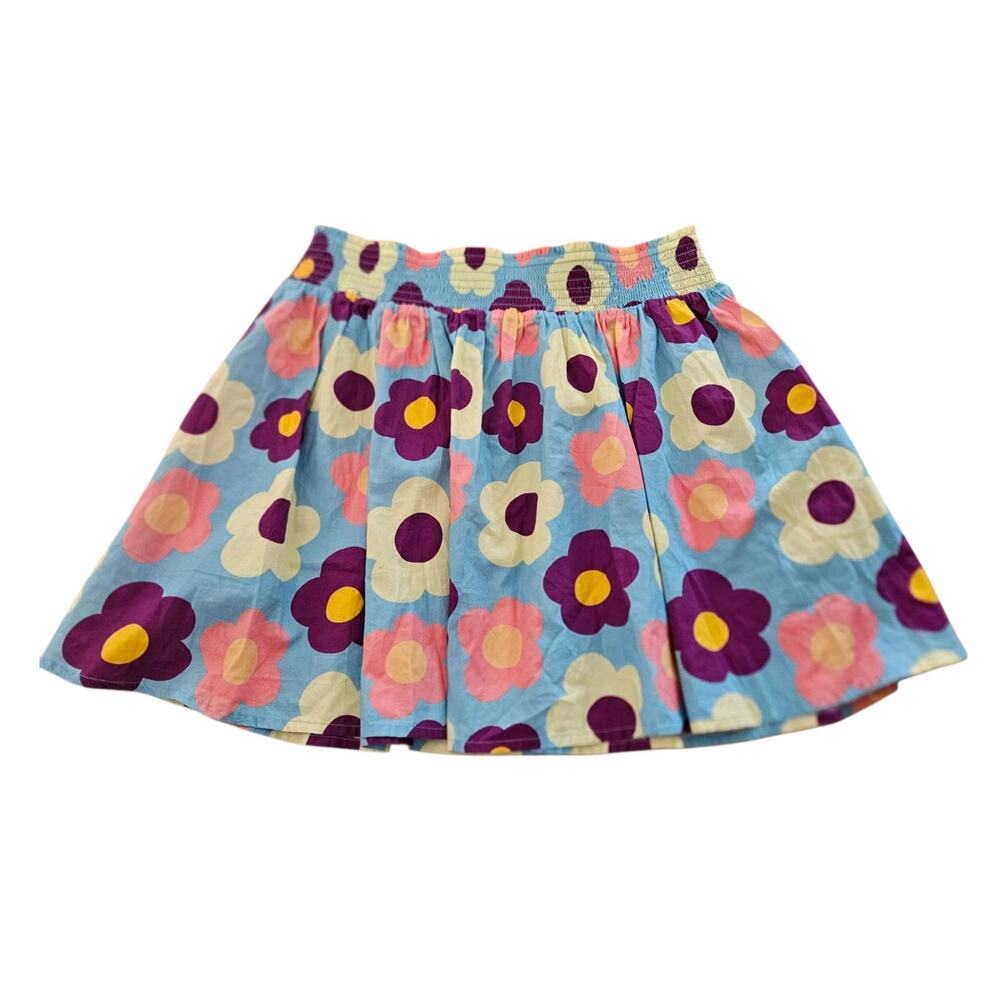 Women's Lucy & Yak Blue and Floral Print Mini Skater Skirt Elastic Waist Large - Picture 2 of 8